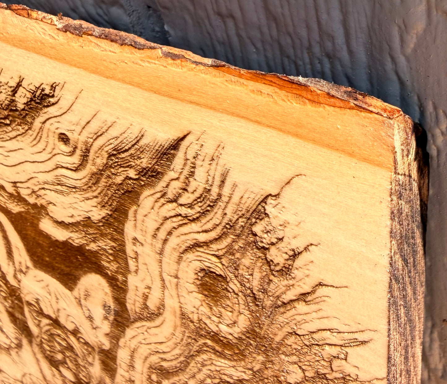 Plaque Live Edge Rectangular - Three French Bulldog Puppies