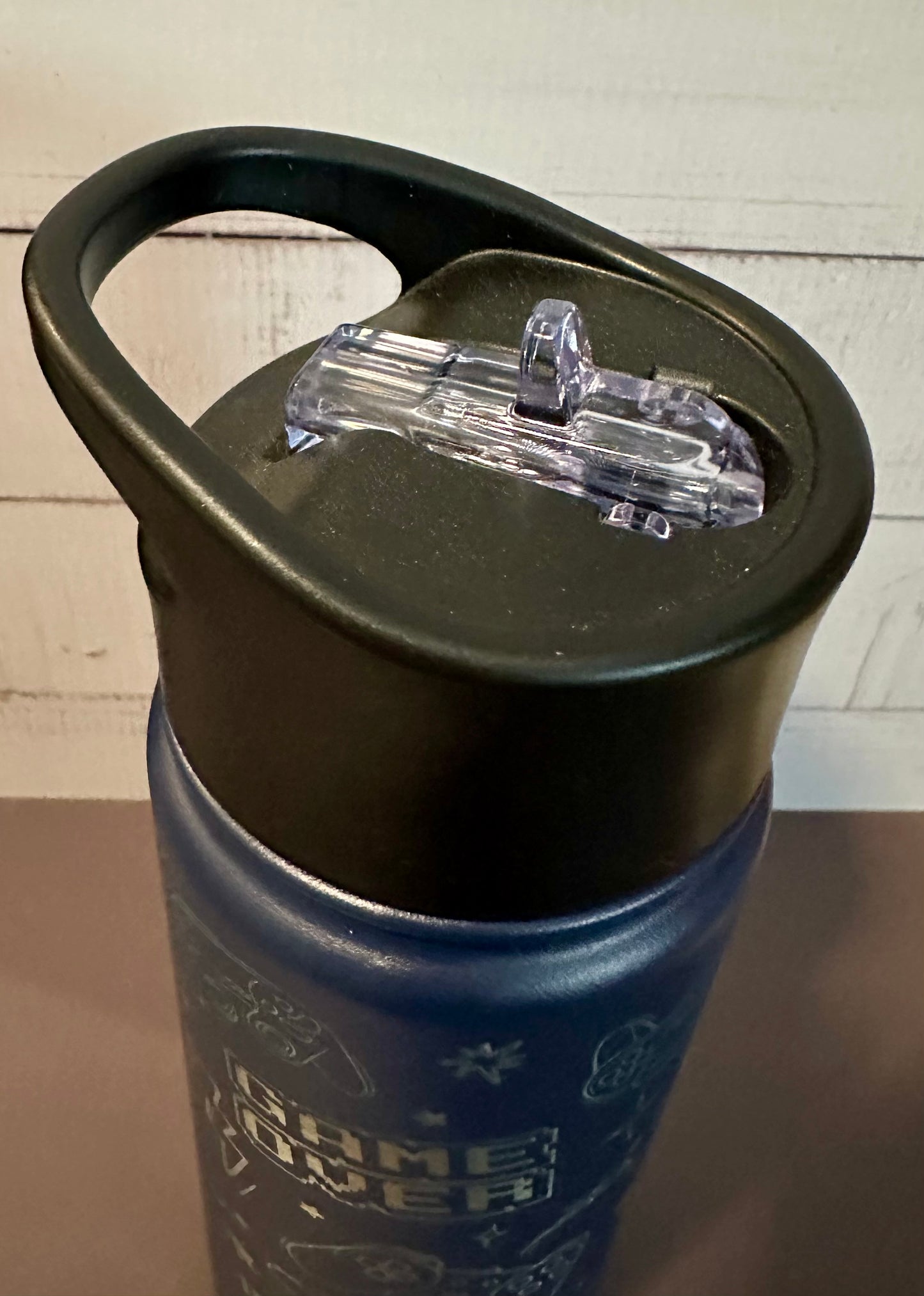 16oz. Insulated Water Bottle with Straw Lid - Navy, Video Gaming