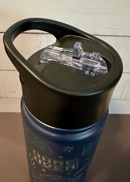 16oz. Insulated Water Bottle with Straw Lid - Navy, Video Gaming