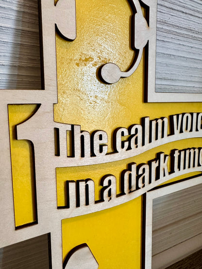 3D Layered and Engraved Wood Cross - 911 Dispatch Operator