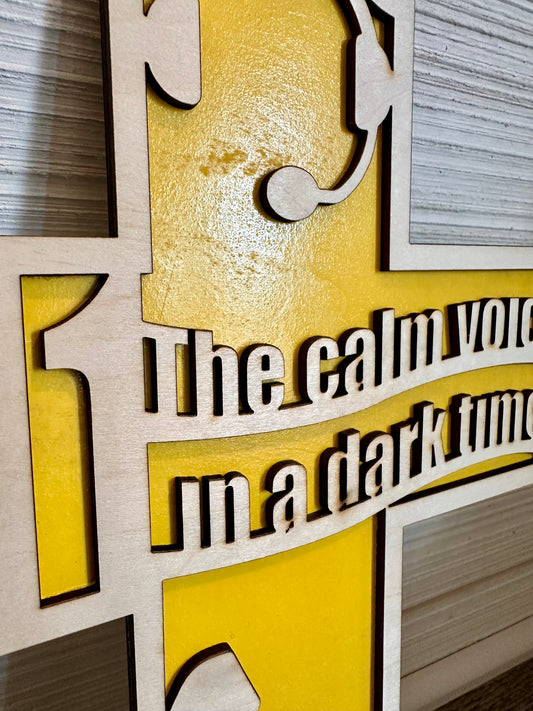 3D Layered and Engraved Wood Cross - 911 Dispatch Operator