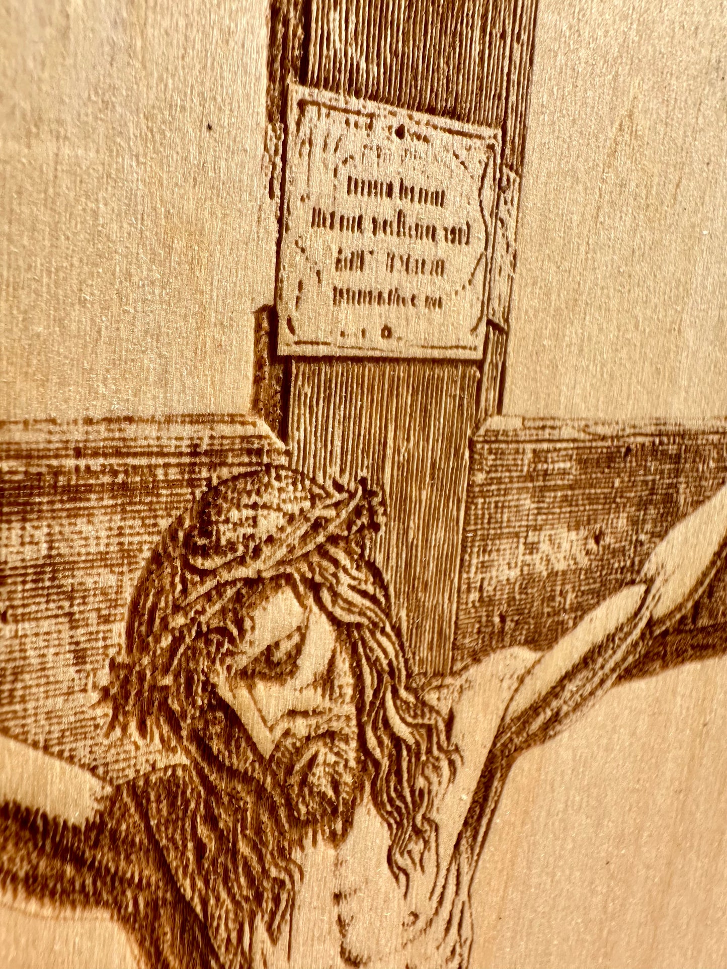 Jesus on Cross Live Edge Rectangular Plaque