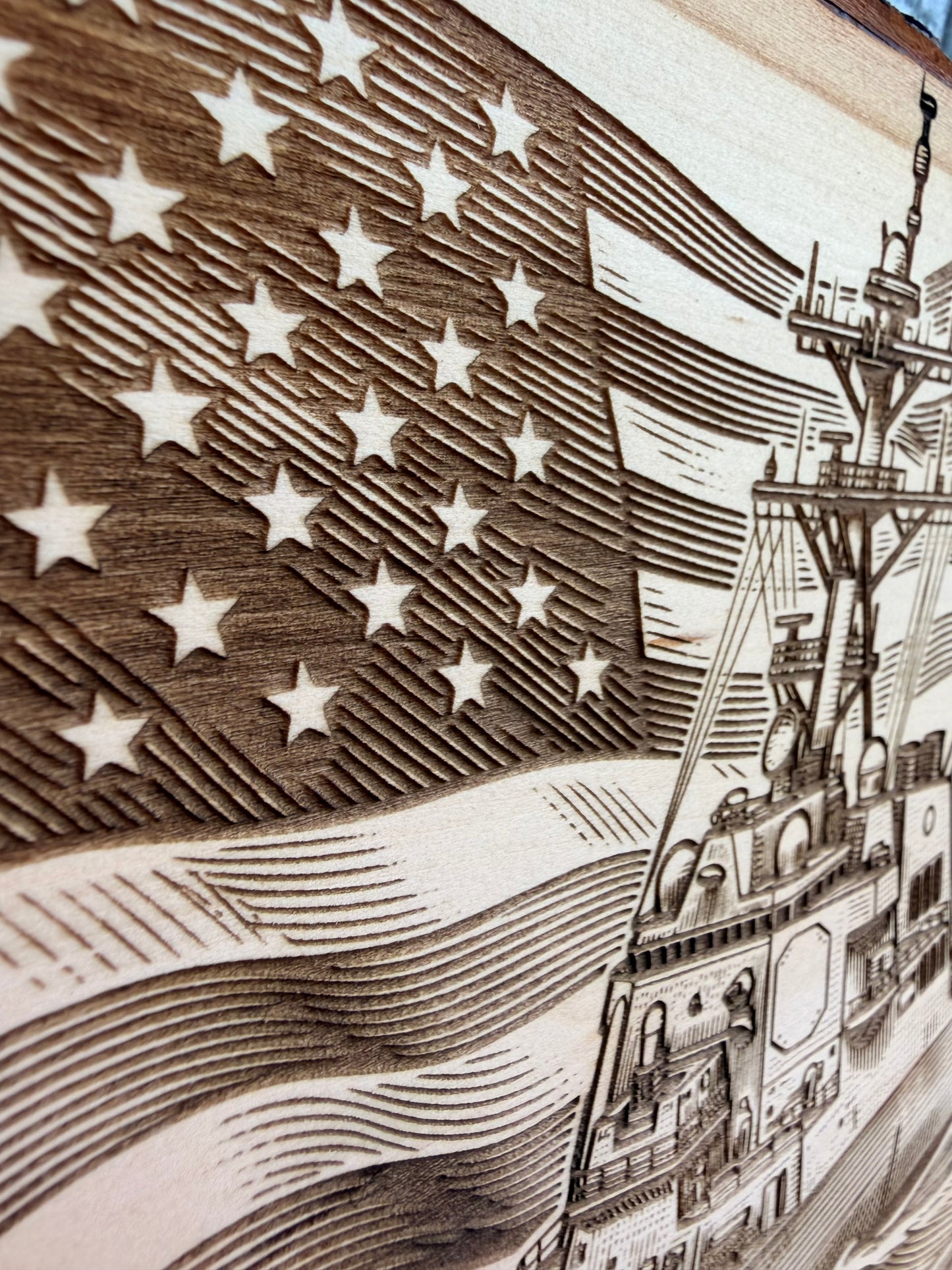 Plaque Live Edge Rectangular - Destroyer with Flag