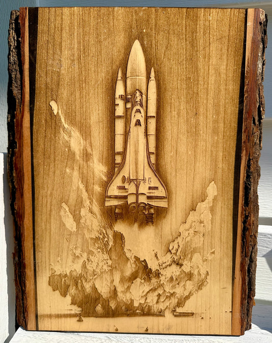 Space Shuttle Launch Live Edge Rectangular Plaque