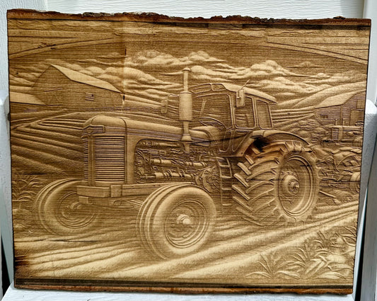 Farm and Tractor Live Edge Rectangular Plaque