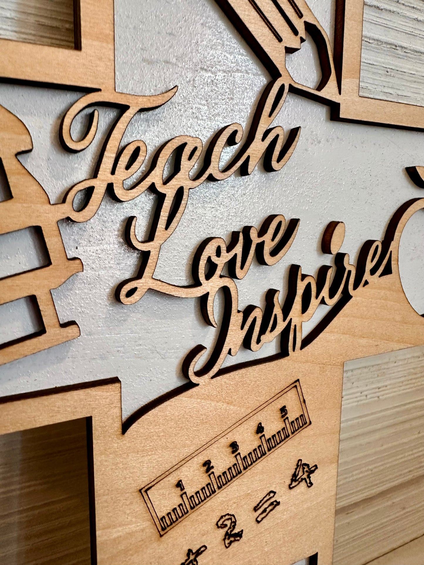 3D Layered and Engraved Wood Cross - Teacher