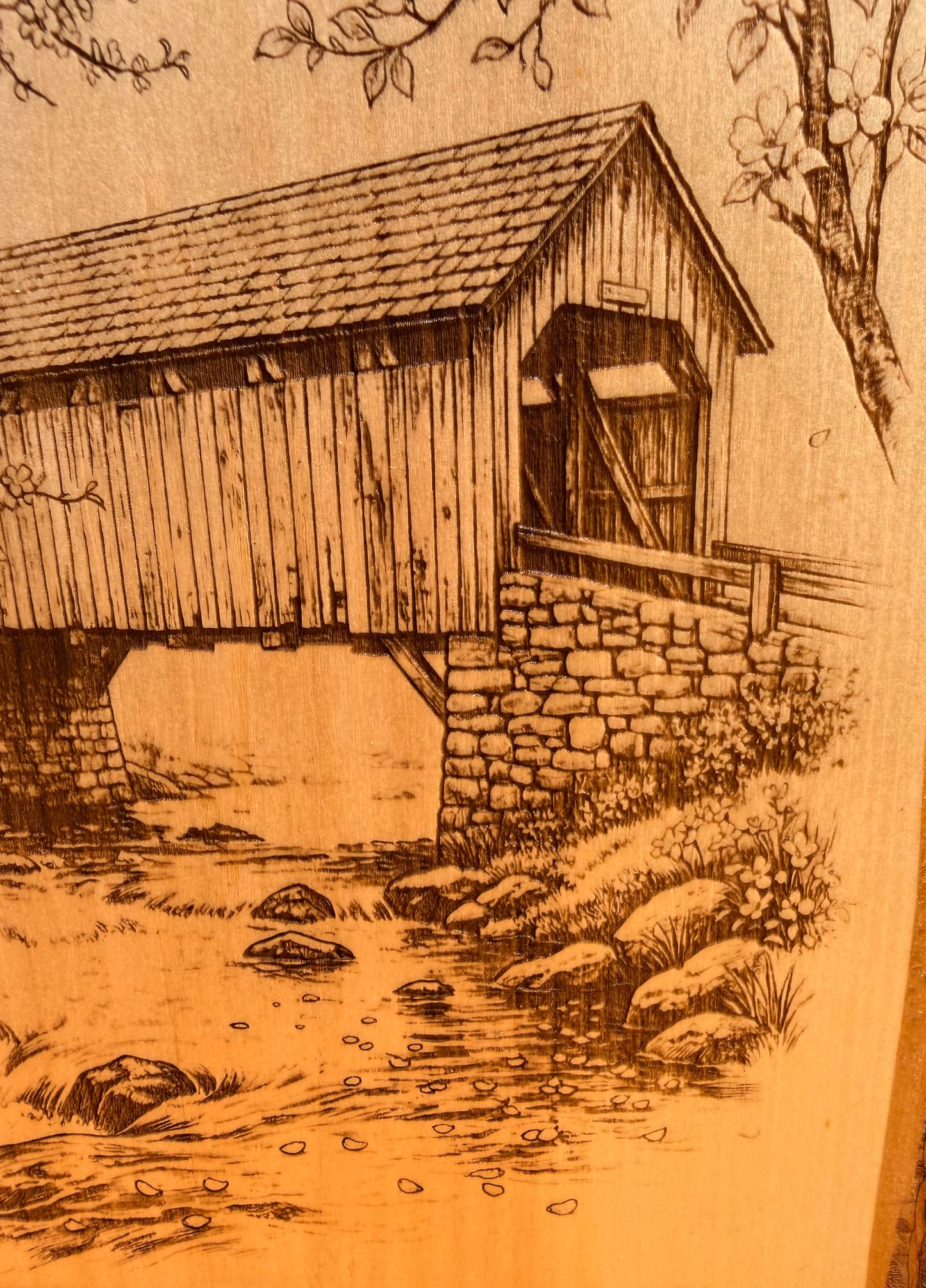 Plaque Live Edge Rectangular - Covered Bridge