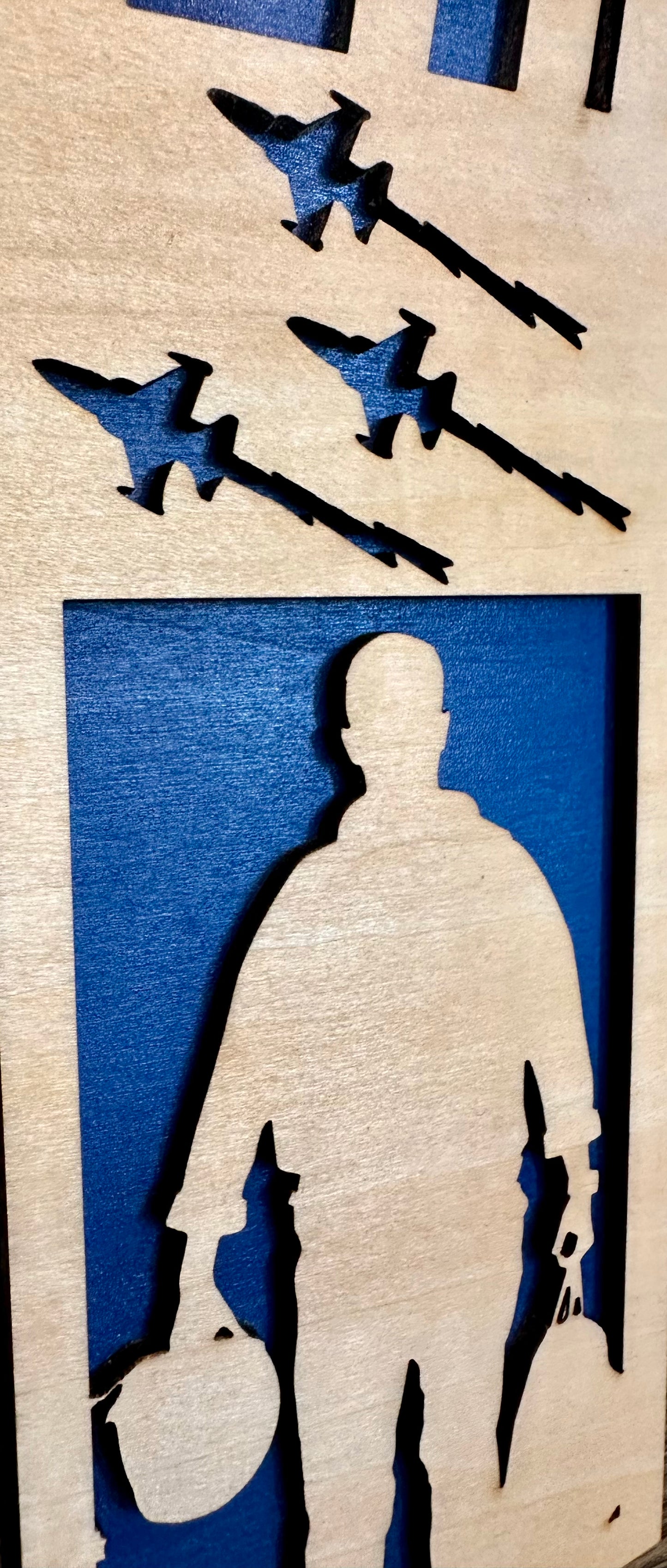 3D Layered and Engraved Wood Cross - Air Force