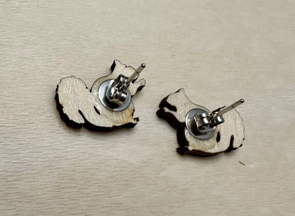 Wooden Engraved Earrings - Squirrels