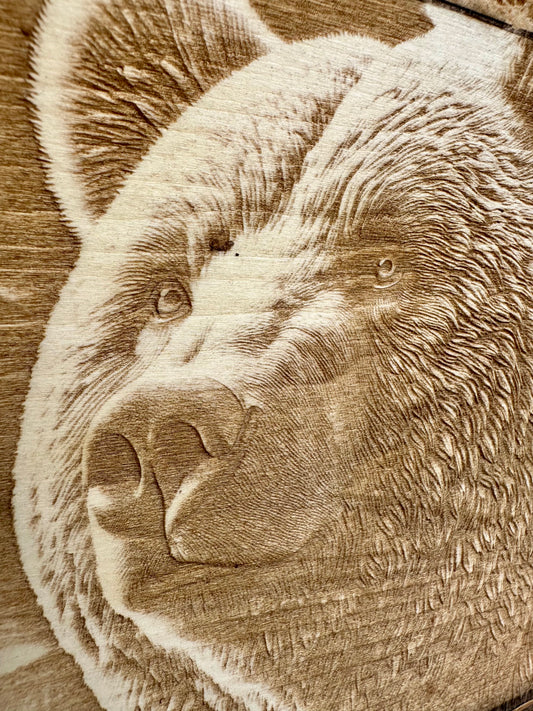 Wilderness Bear Close Up Live Edge Rectangular Plaque