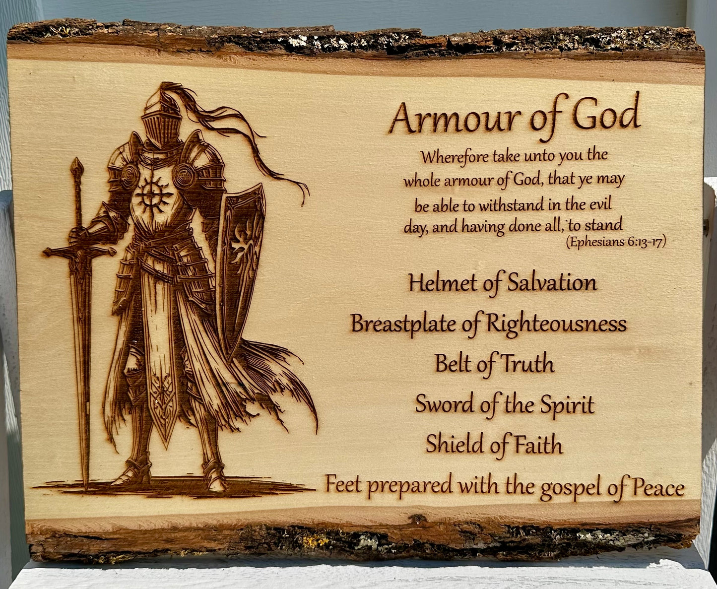 Armour of God Knight Live Edge Rectangular Plaque