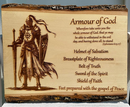 Armour of God Knight Live Edge Rectangular Plaque