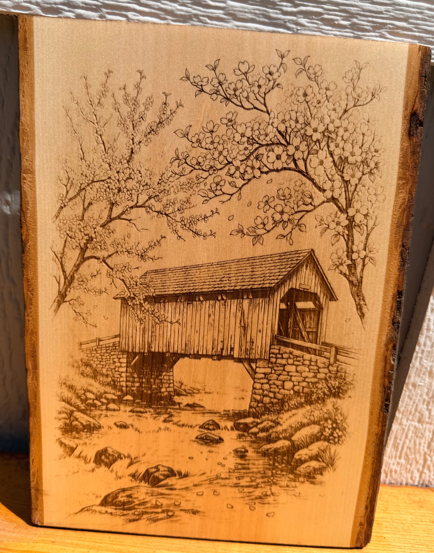 Plaque Live Edge Rectangular - Covered Bridge