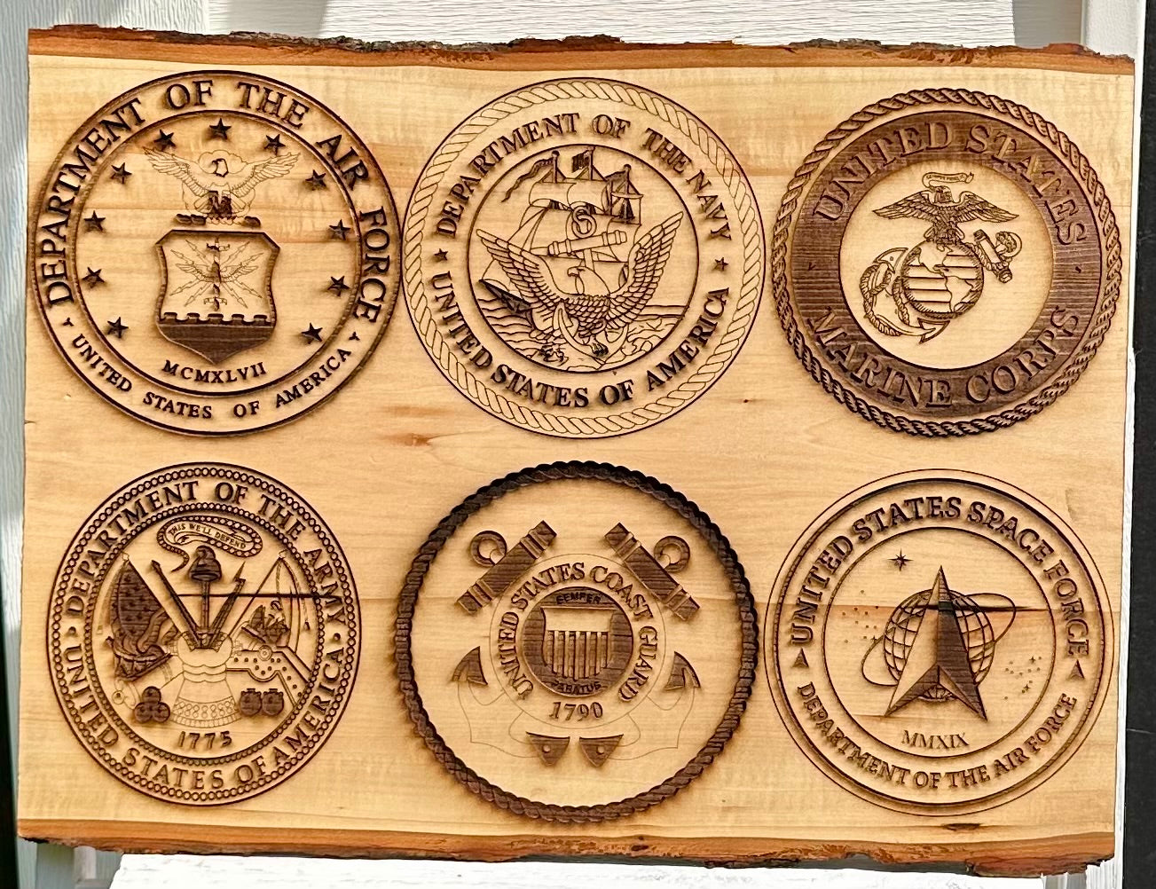 Six Seal Military Live Edge Rectangular Plaque