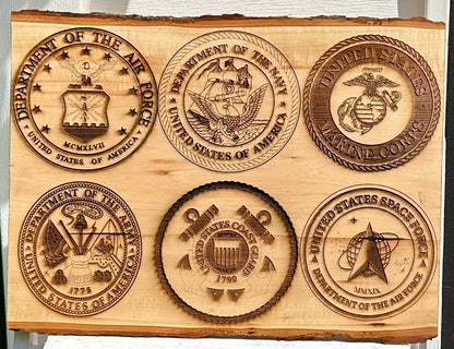 Six Seal Military Live Edge Rectangular Plaque