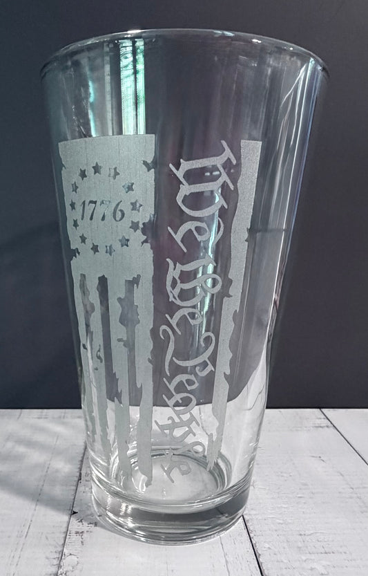 16oz Pint Glass Engraved - We the People
