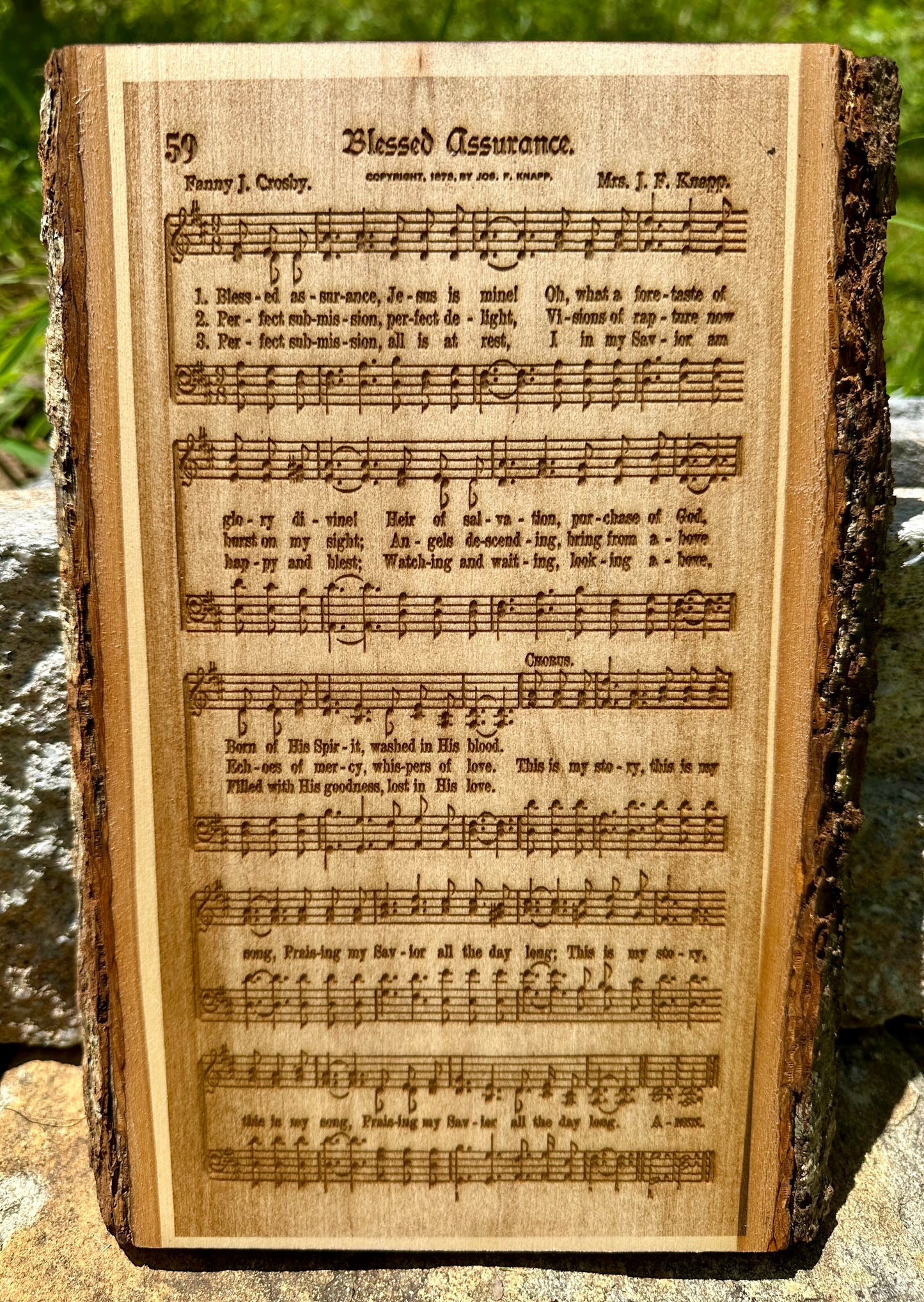 Blessed Assurance Music Sheet Live Edge Rectangular Plaque
