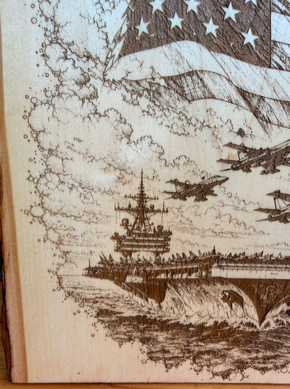 Plaque Live Edge Rectangular - Carrier with Eagle and Flag