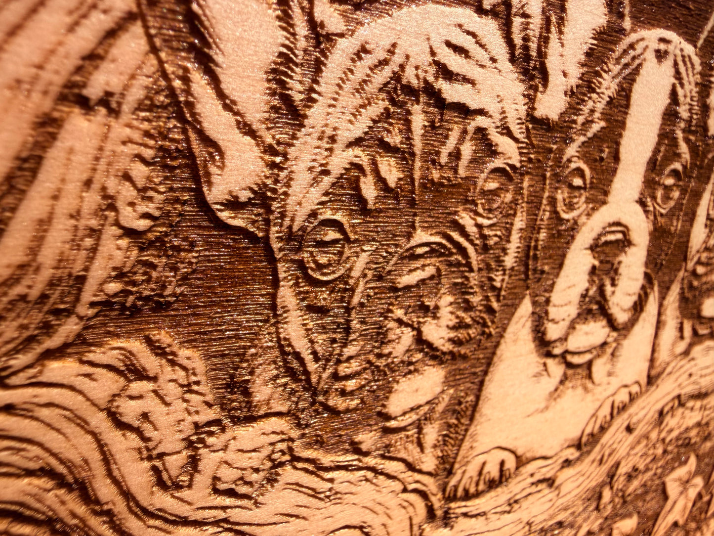 Plaque Live Edge Rectangular - Three French Bulldog Puppies