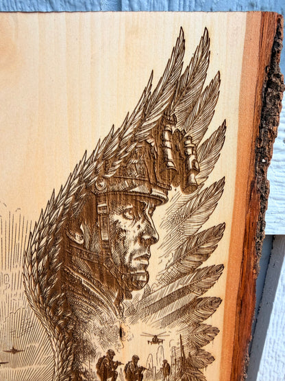Plaque Live Edge Rectangular - Military Angel Wings