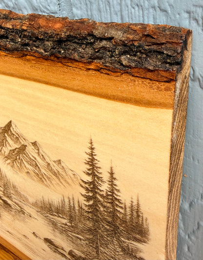 Plaque Live Edge Rectangular - Creekside Log Cabin in the Mountains