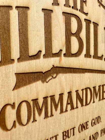Hillbilly 10 Commamdments Live Edge Rectangular Plaque