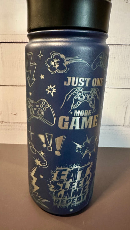 16oz. Insulated Water Bottle with Straw Lid - Navy, Video Gaming