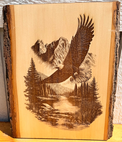 Plaque Live Edge Rectangular - Soaring Eagle