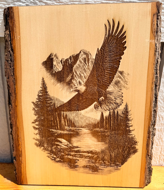 Plaque Live Edge Rectangular - Soaring Eagle