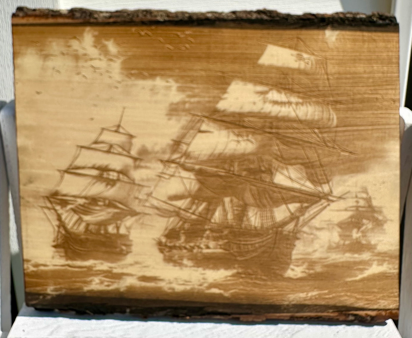 Tall Ships Live Edge Rectangular Plaque