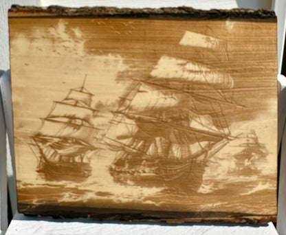 Tall Ships Live Edge Rectangular Plaque