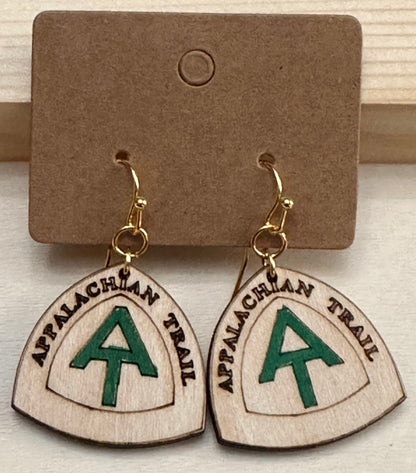 Wooden Engraved Dangle Earrings - Appalachian Trail