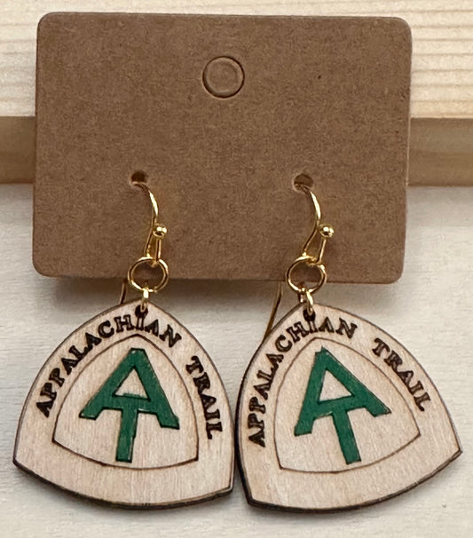 Wooden Engraved Dangle Earrings - Appalachian Trail