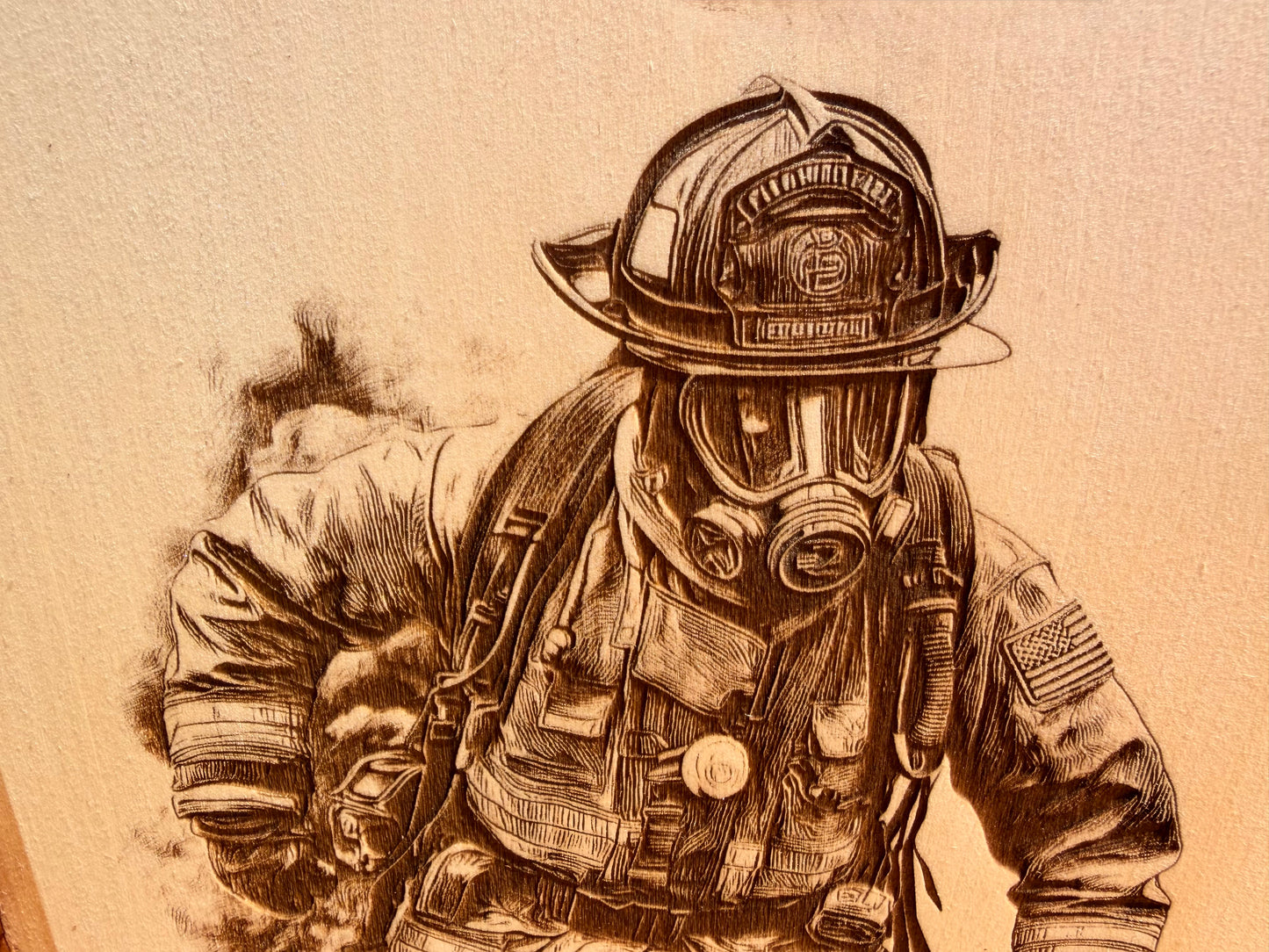 Plaque Live Edge Rectangular - Firefighter in Gear