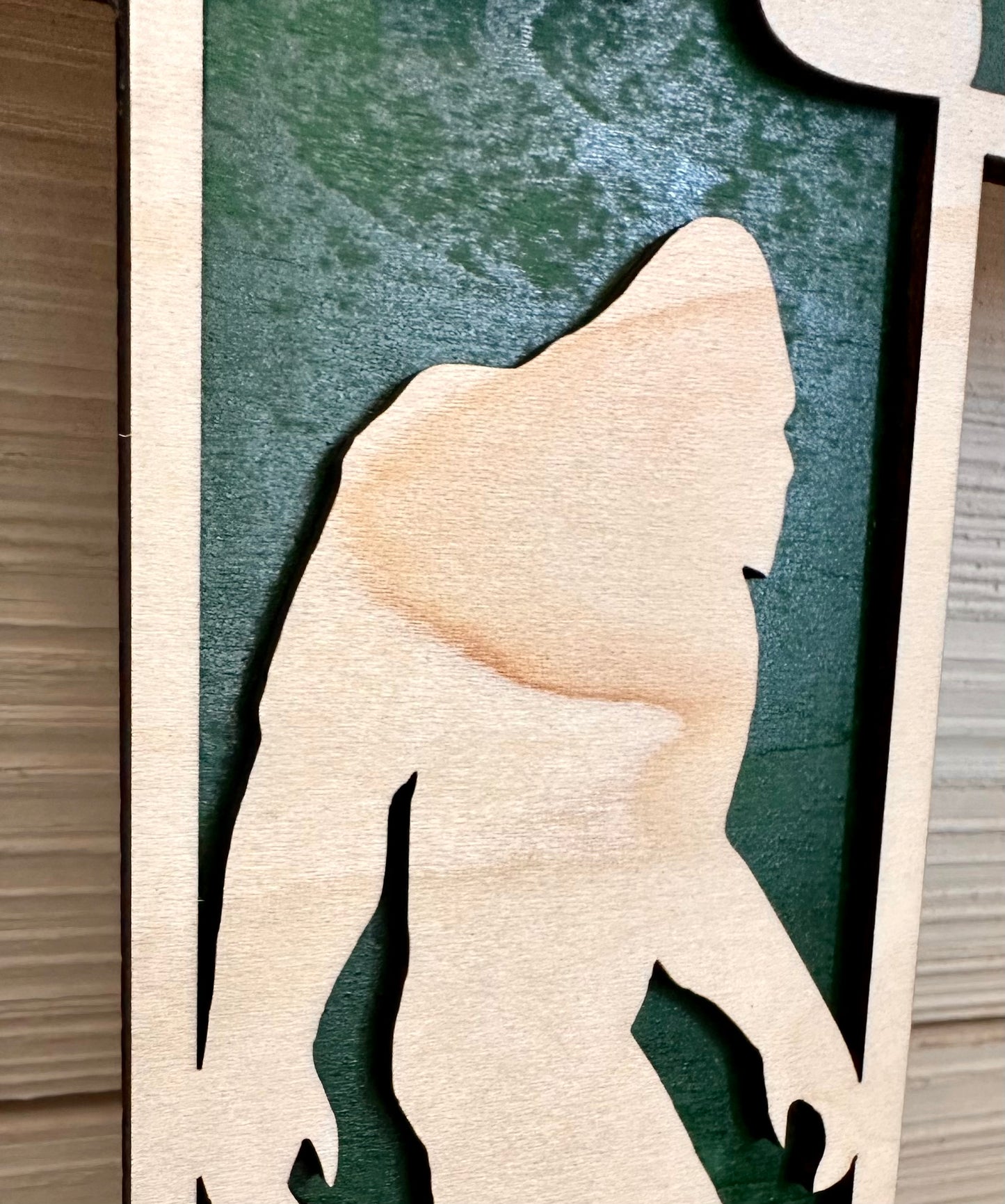 3D Layered and Engraved Wood Cross - Bigfoot Believe