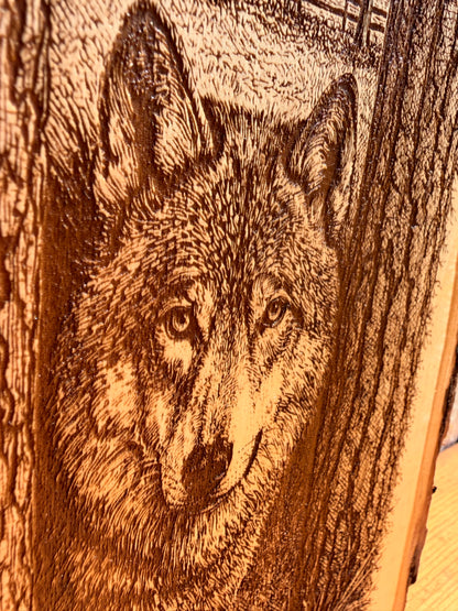 Plaque Live Edge Rectangular - Wolf in the Trees