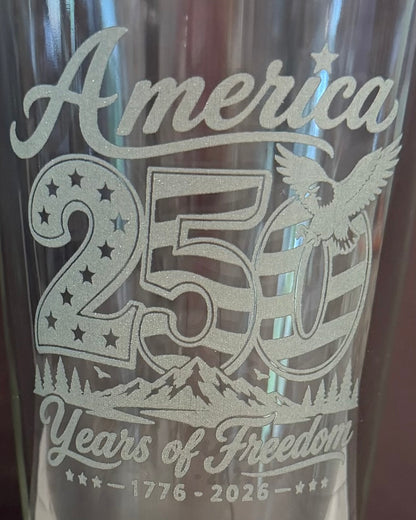 16oz Pint Glass Engraved - America 250