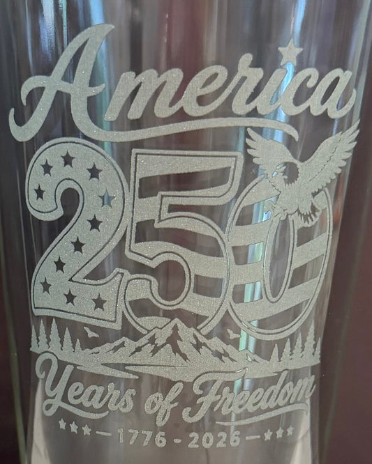 16oz Pint Glass Engraved - America 250
