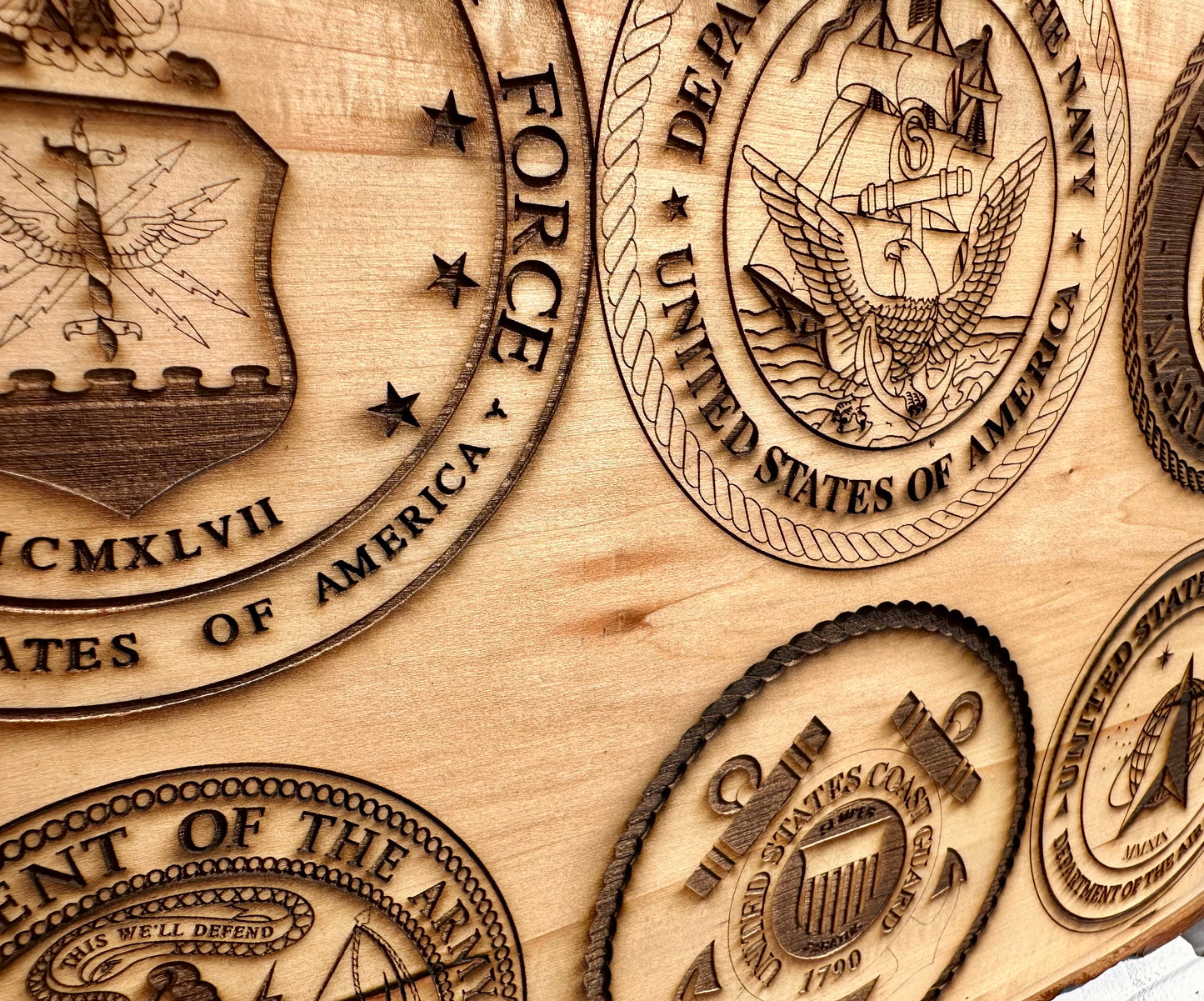 Six Seal Military Live Edge Rectangular Plaque