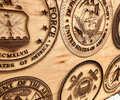 Six Seal Military Live Edge Rectangular Plaque