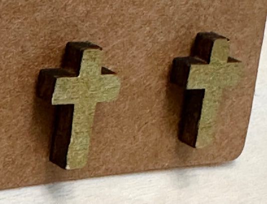 Wooden Engraved Earrings - Cross