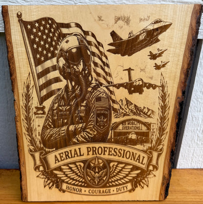 Plaque Live Edge Rectangular - Pilot Tribute