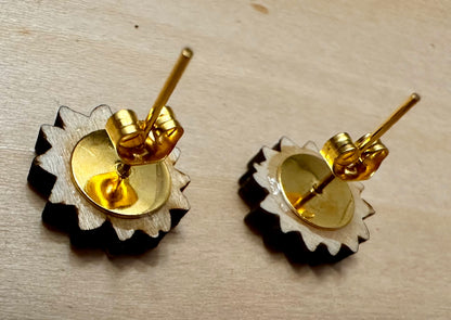 Wooden Engraved Earrings - Sunflowers