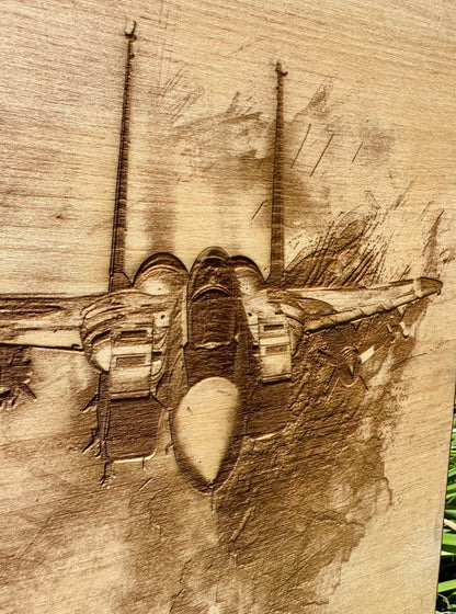 Military Air Force Seal with Aircraft Live Edge Rectangular Plaque