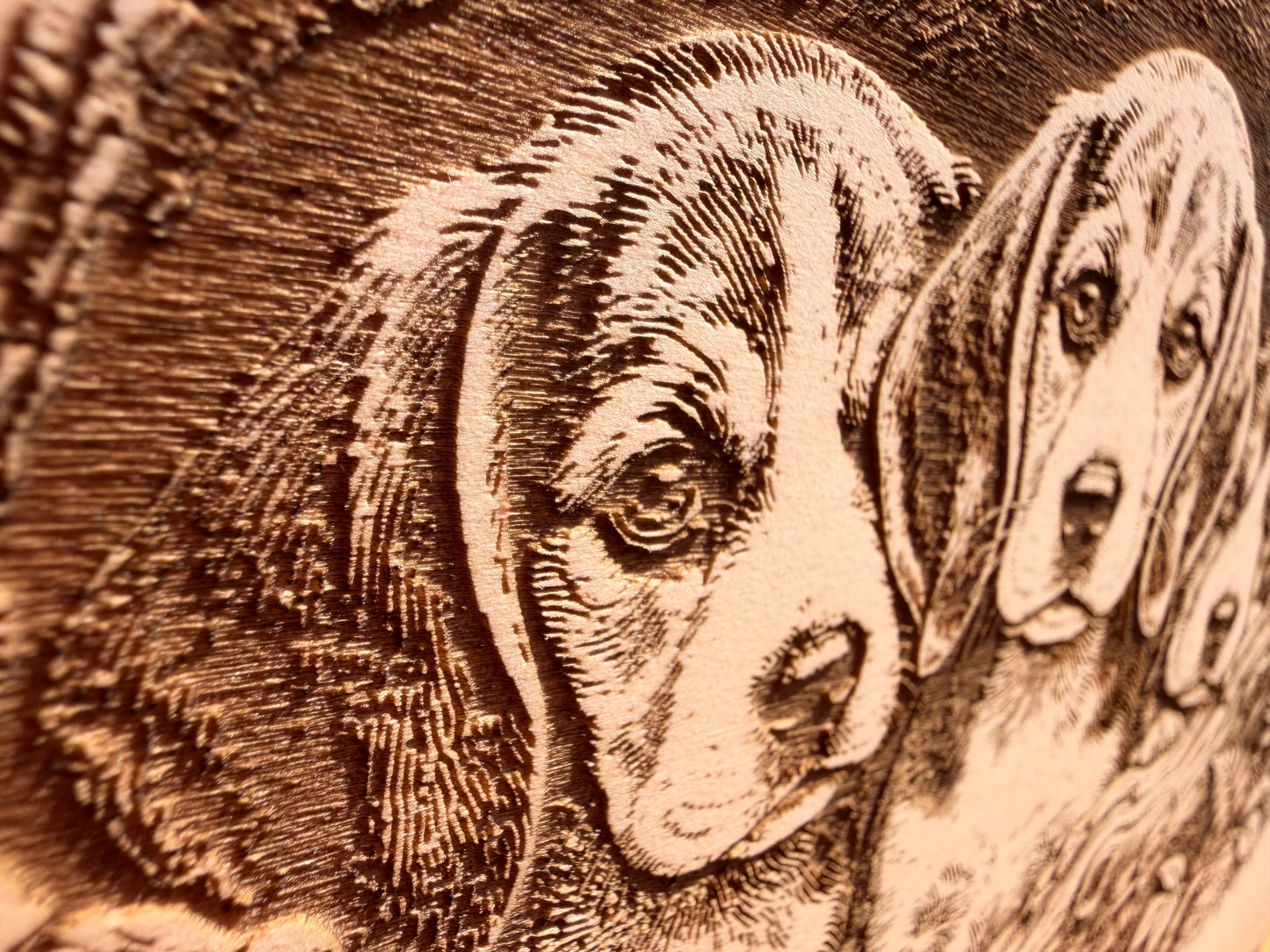 Plaque Live Edge Rectangular - Three Beagle Puppies