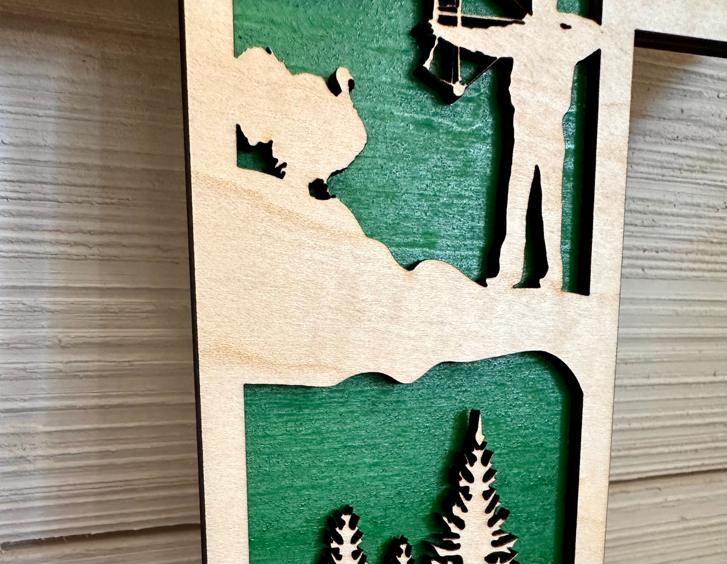 3D Layered and Engraved Wood Cross - Hunter Life