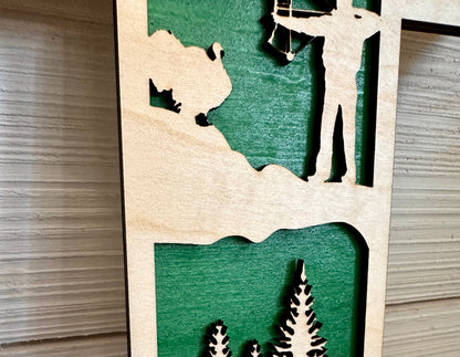 3D Layered and Engraved Wood Cross - Hunter Life