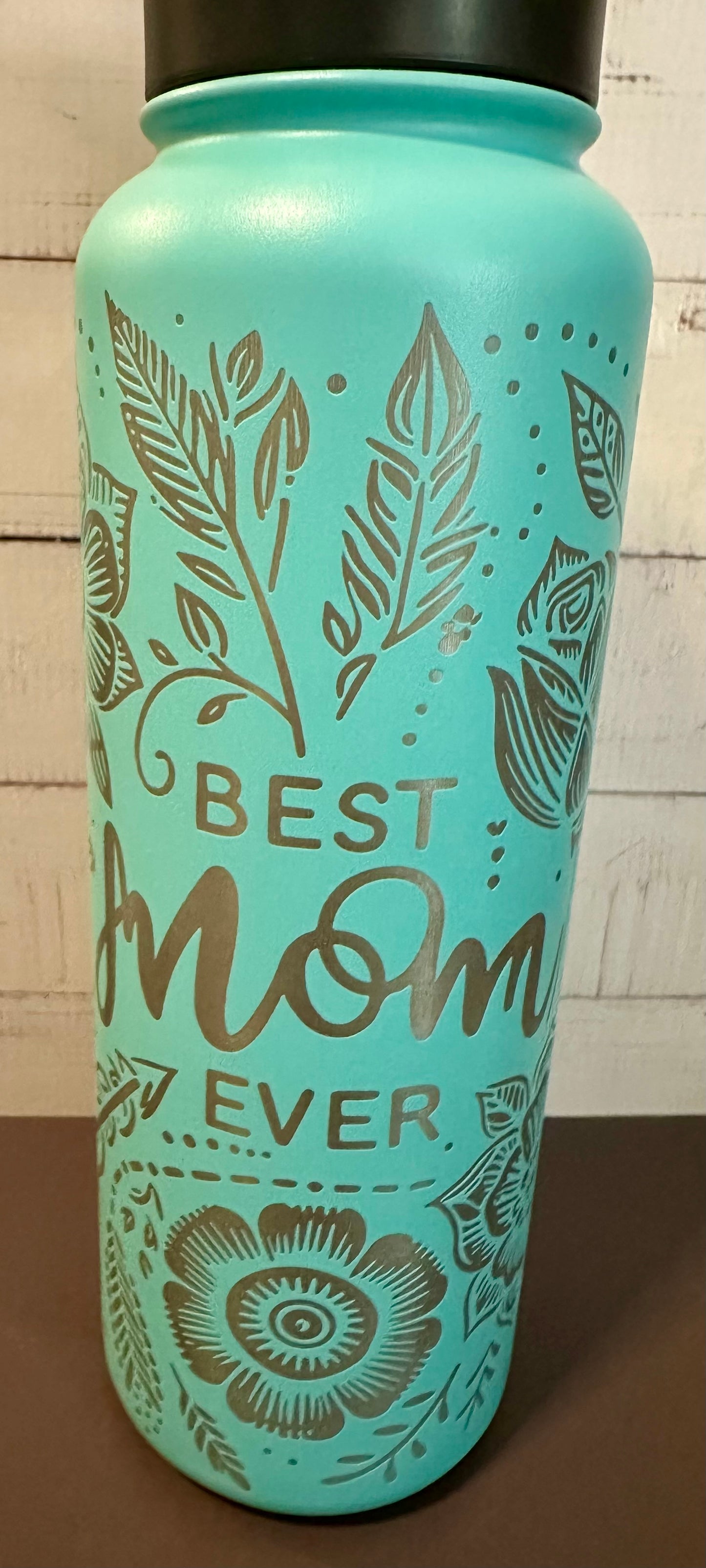 40oz. Insulated Water Bottle with Collapsible Straw Lid - Teal, Best Mom Ever