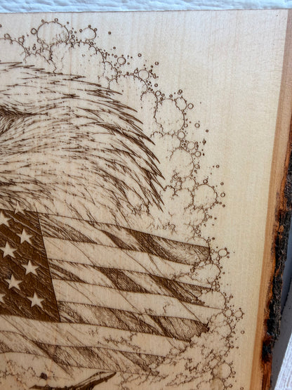 Plaque Live Edge Rectangular - Carrier with Eagle and Flag