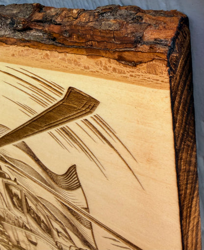 Plaque Live Edge Rectangular - Apache with Flag
